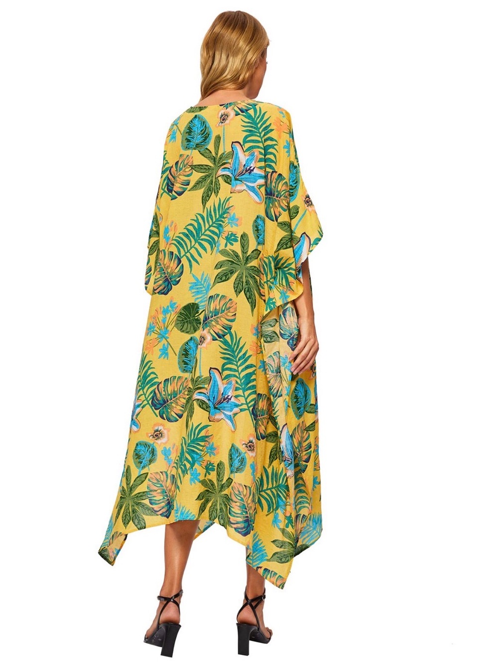 🌸Yellow Floral Kimono Cover-Up - Picture 4 of 6